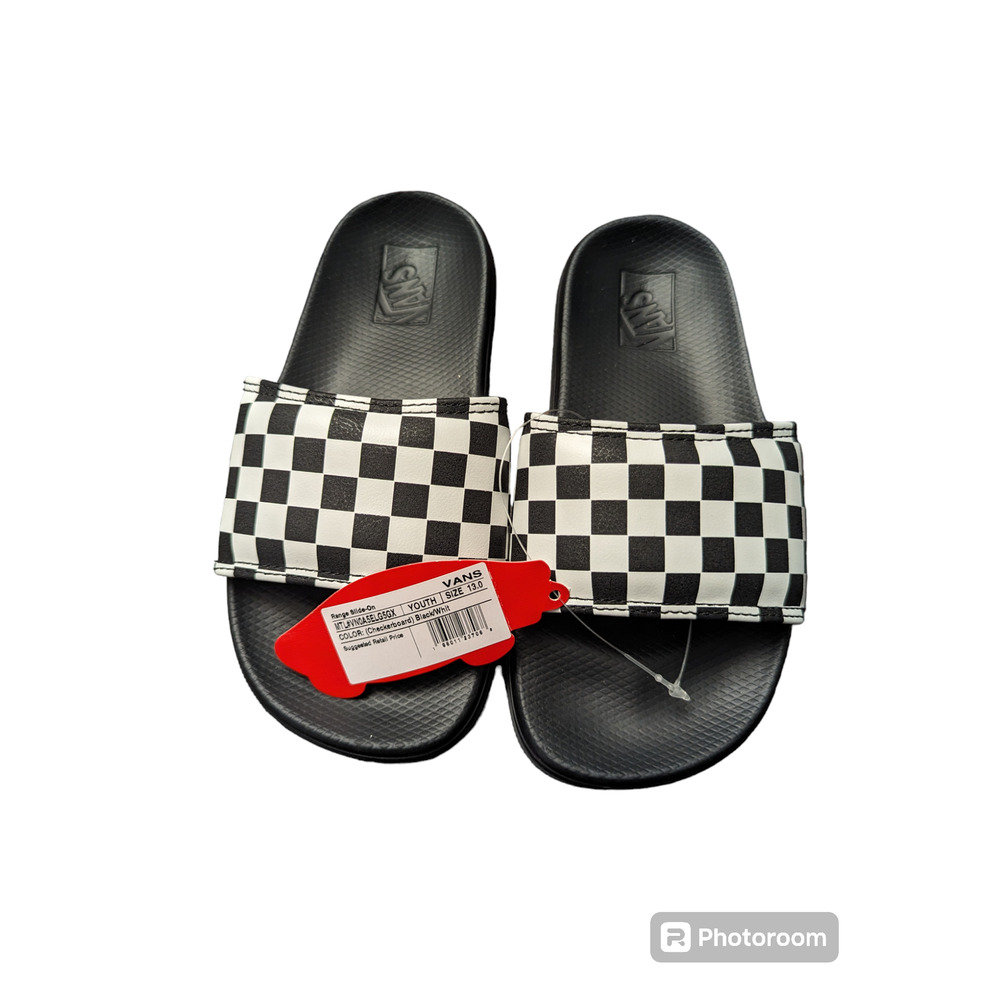 Vans Kids Checkered Slides Sandals NWT - Size 13